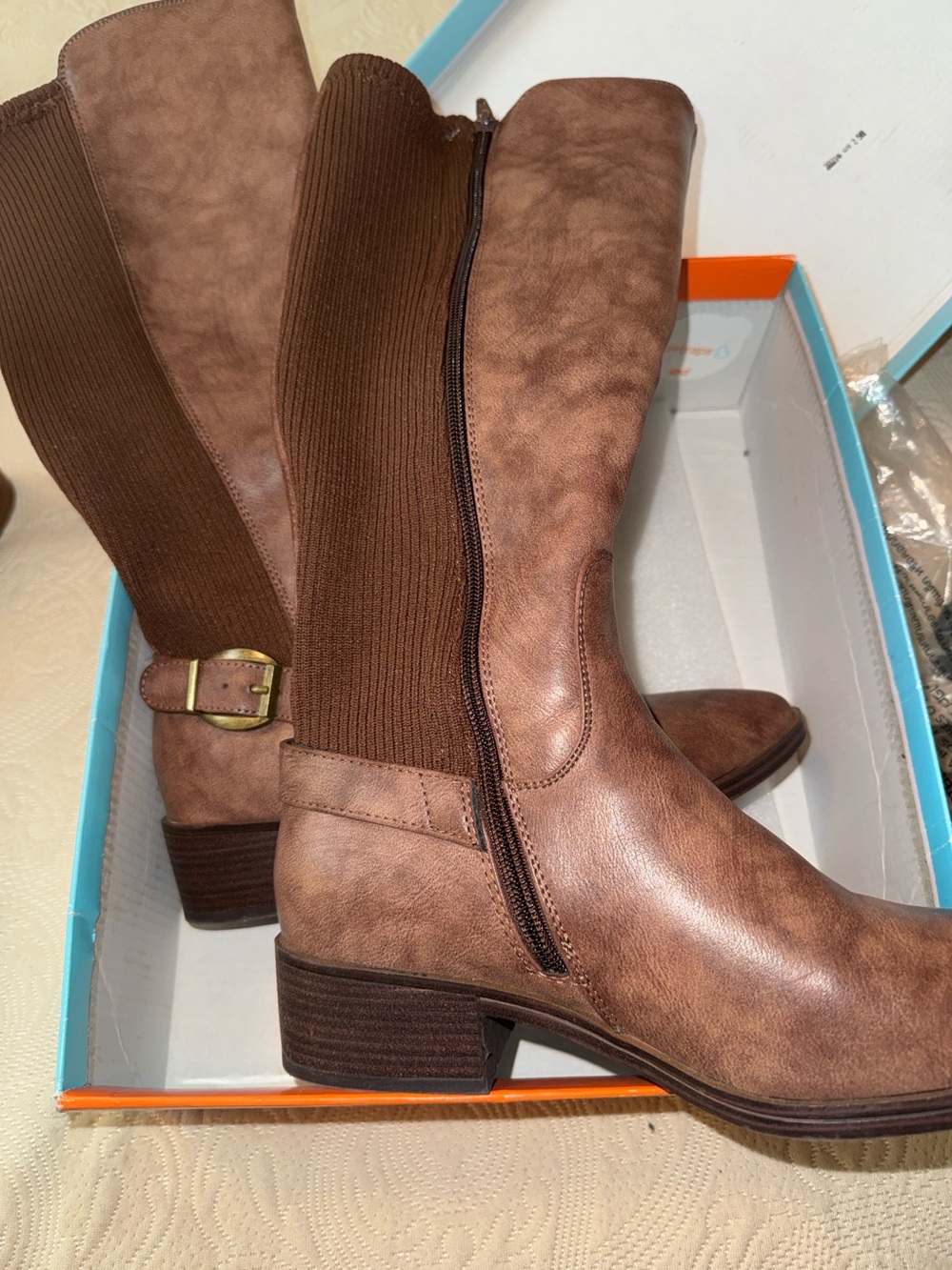 BareTraps Brown Riding Boots with Elastic Gusset and Buckle